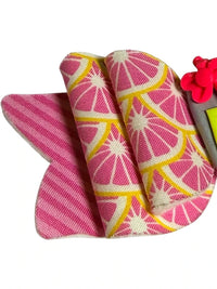 Lemonade Theme Pink Citrus Hair Bow and Chunky Bead Bracelet Set skuQ