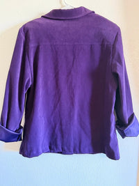 Jaclyn Smith Classic Purple Button Suede Jacket Blazer Large skuO