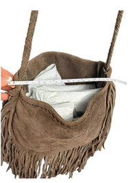 Vintage Boho Genuine Suede Fringe Crossbody Bag