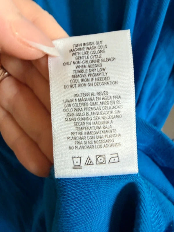 Basic Editions Royal Blue Embroidered Henley Top 1X SKUO