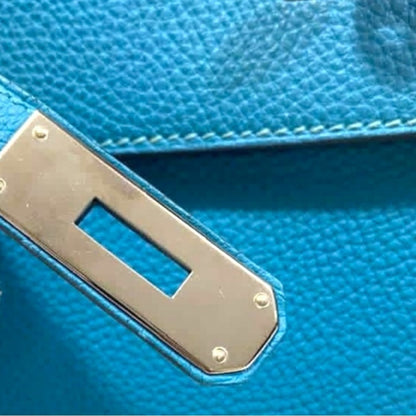 HERMES KELLY Retourne Togo 32 Blue Jean with Palladium Hardware EUC