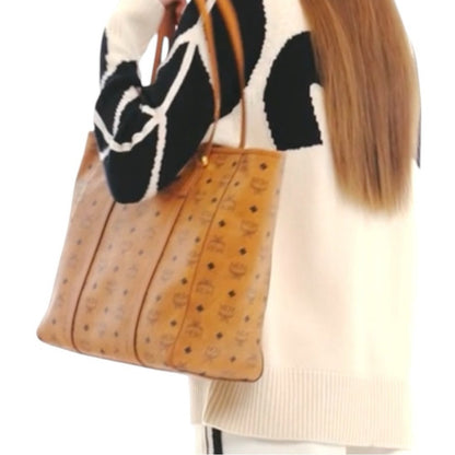MCM Large Cognac Visetos Shopper Tote Bag with COA and Dustbag