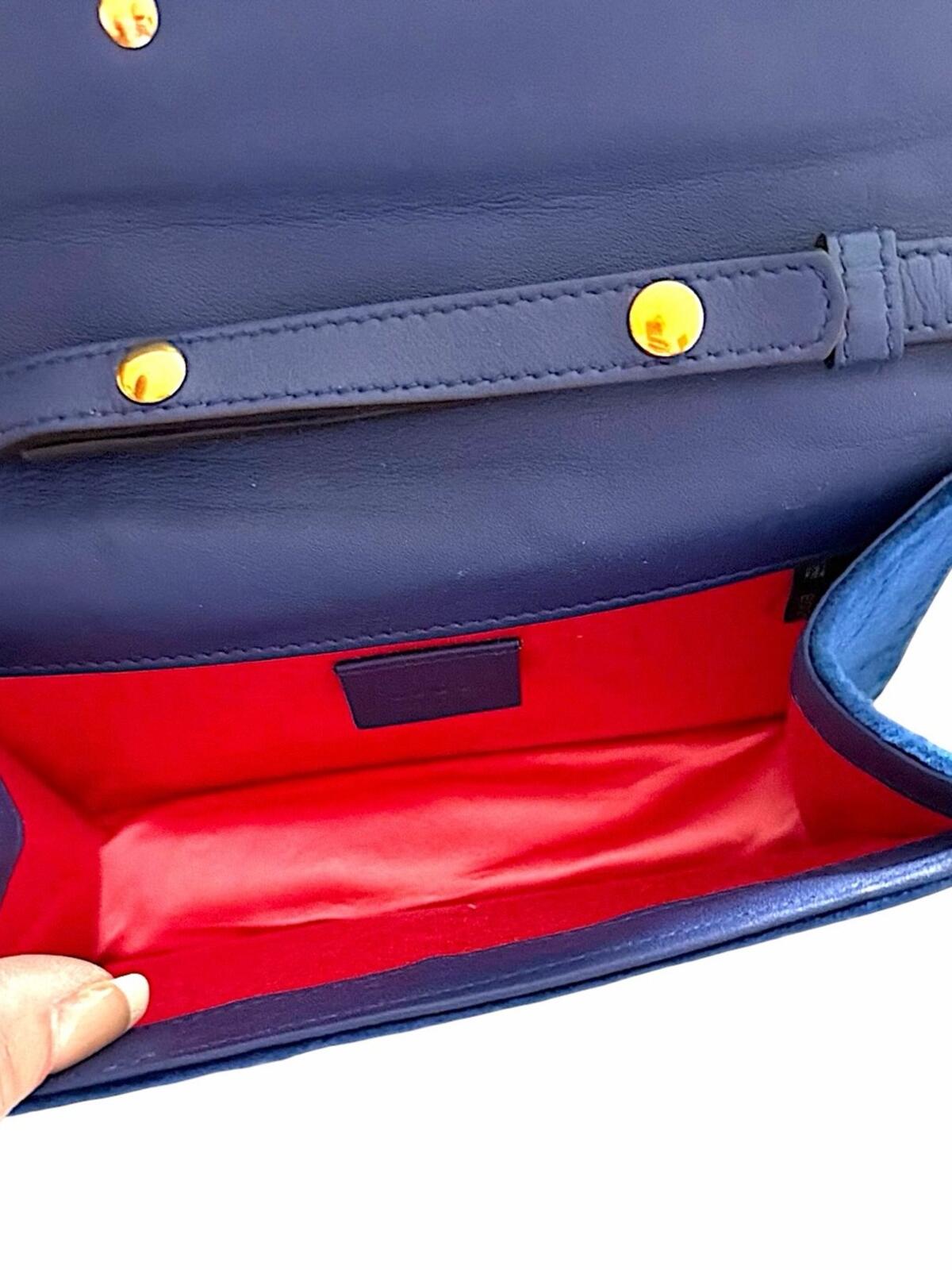 Gucci Blue Velvet G-Clasp Shoulder Clutch