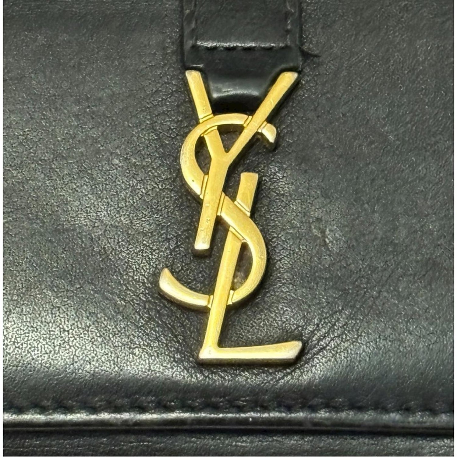 Saint Laurent Paris Black Leather Key Holder Gold YSL Logo