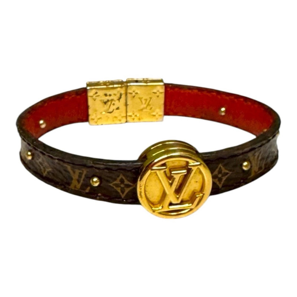 Louis Vuitton Reversible Monogram and Red Gold LV Circle Bracelet