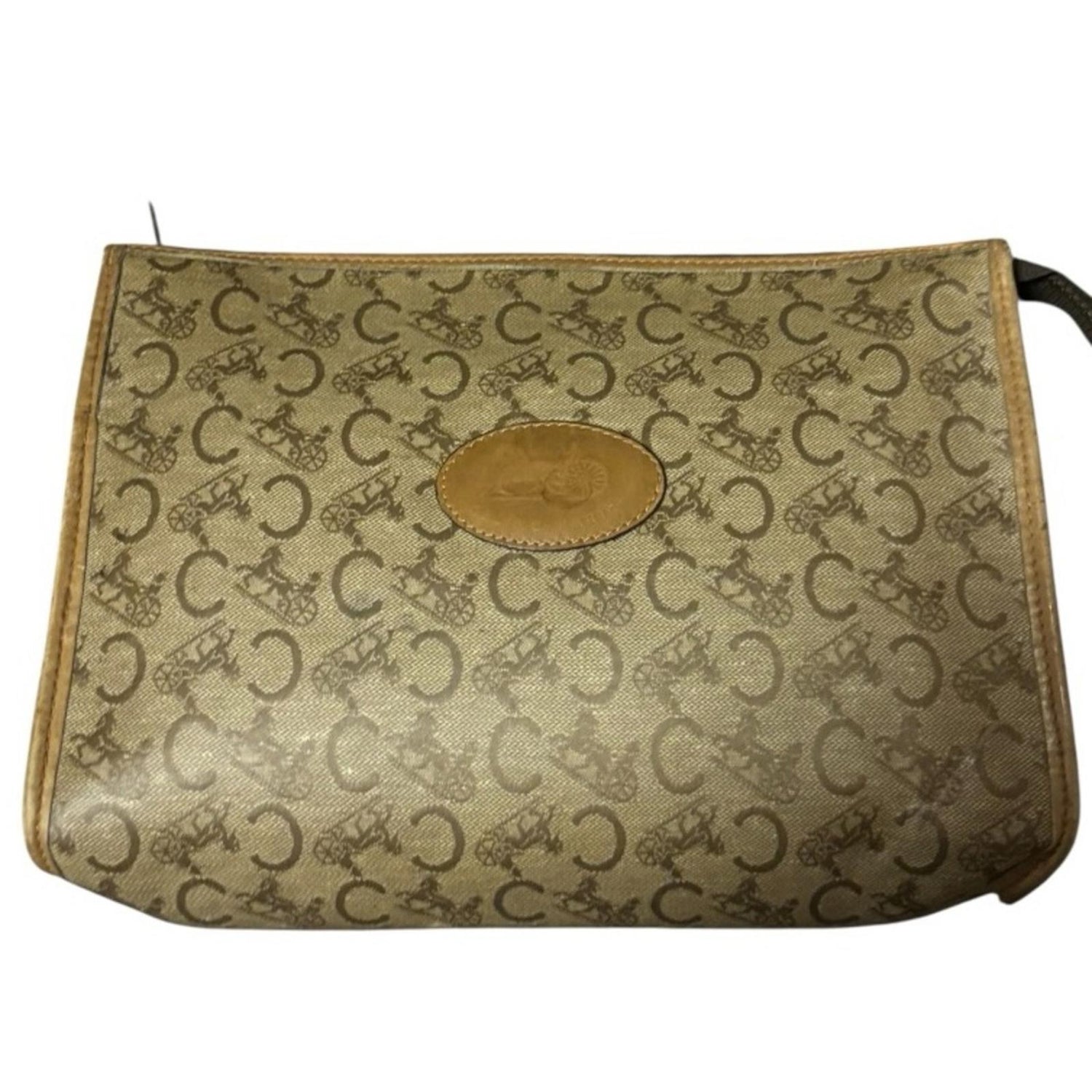 Celine Vintage Cosmetic Bag in Brown and Tan