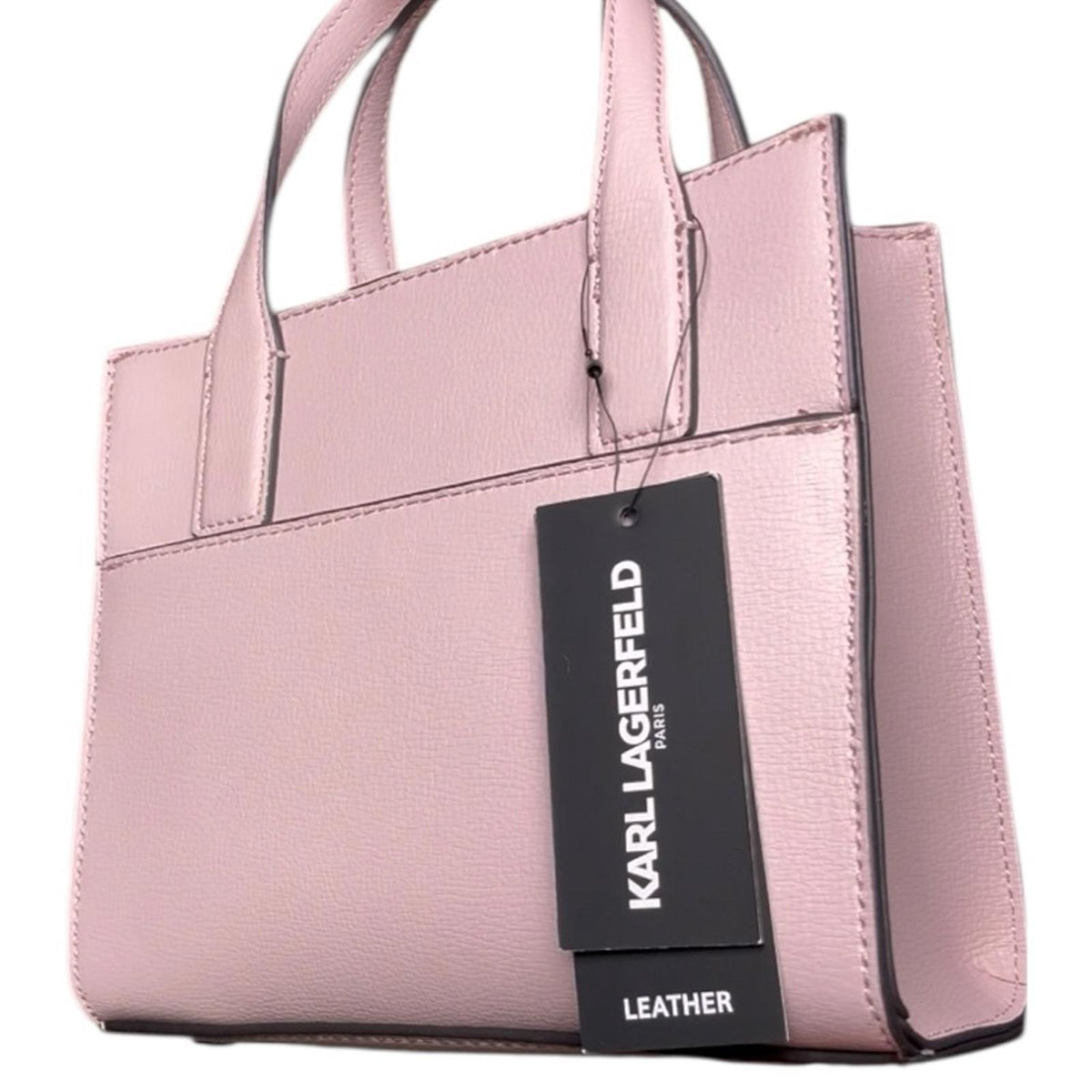 Karl Lagerfeld Paris Nouveau Pink Leather Satchel Crossbody Structured Tote Bag