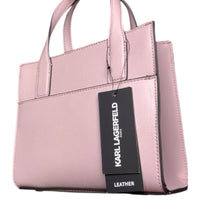 Karl Lagerfeld Paris Nouveau Pink Leather Satchel Crossbody Structured Tote Bag