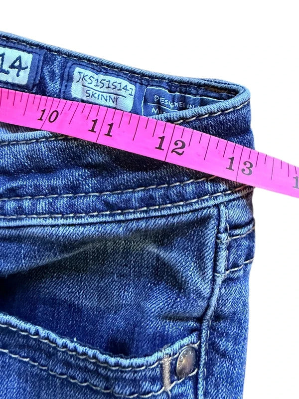Miss Me Girls Size 14 Skinny Blue Jeans skuO