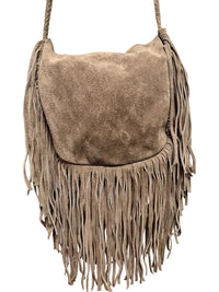 Vintage Boho Genuine Suede Fringe Crossbody Bag