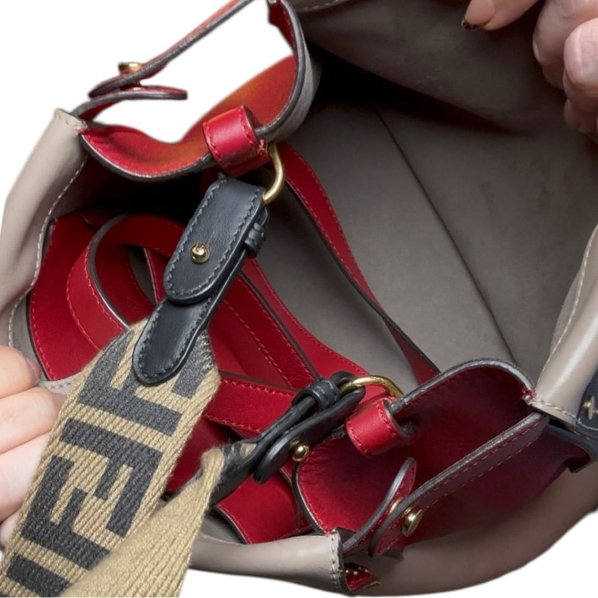 Fendi Red Tri-Color Grace Leather Medium Flip Bag