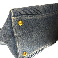 Miu Miu Quilted Denim & Black Leather Tote Satchel