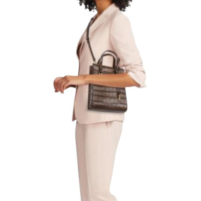 Marc Jacobs Croc-Embossed Leather Tote Dark Brown