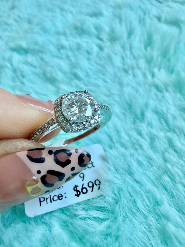 1.0CT Moissanite Ring 925 Sterling Silver Size 9 Sku009