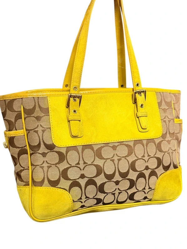 Coach Authentic Vintage 2004 Signature Yellow Suede Tote Bag