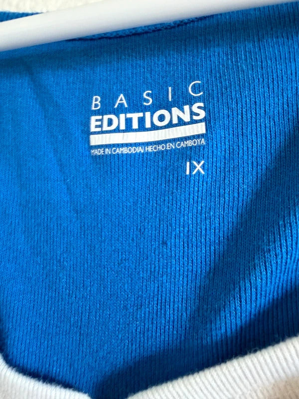 Basic Editions Royal Blue Embroidered Henley Top 1X SKUO