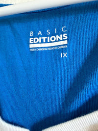Basic Editions Royal Blue Embroidered Henley Top 1X SKUO