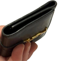 Saint Laurent Paris Black Leather Key Holder Gold YSL Logo