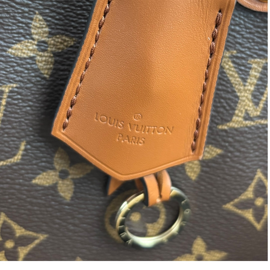 Louis Vuitton Monogram Canvas Fold-Over Satchel Crossbody Khaki Green Leather