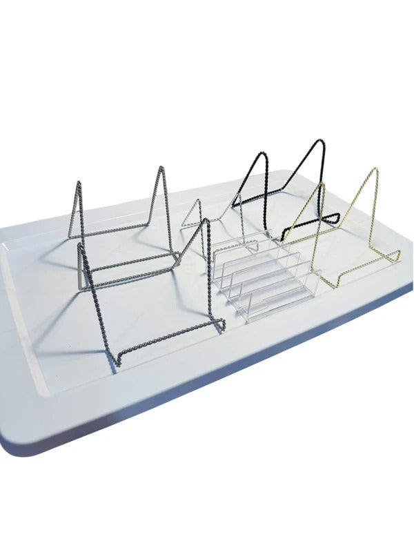 Lot of 6 Metal Wire & acrylic Display Stands Silver Gold Black skuO
