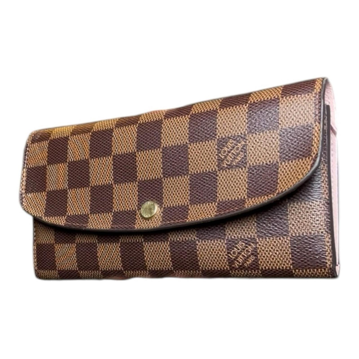 Louis Vuitton Emilie Wallet Damier Ebene Canvas Pink Interior
