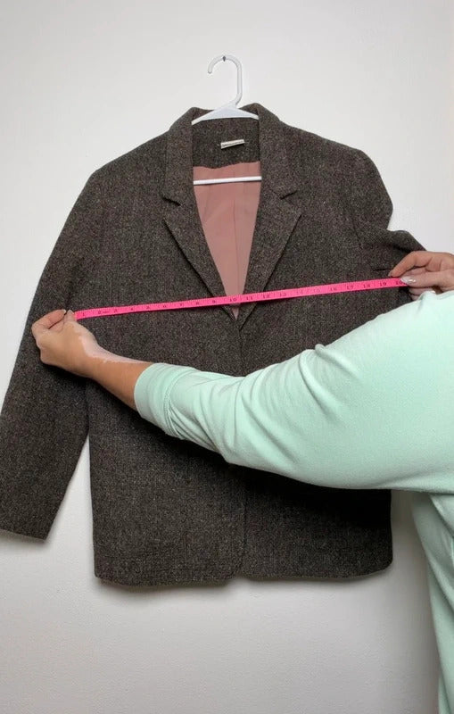 Vintage T.S. Gray Brown Tweed Blazer Womens Size 12 USA skuM