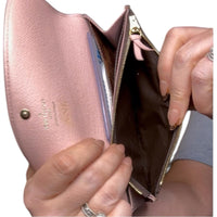 Louis Vuitton Emilie Wallet Damier Ebene Canvas Pink Interior