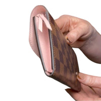 Louis Vuitton Emilie Wallet Damier Ebene Canvas Pink Interior