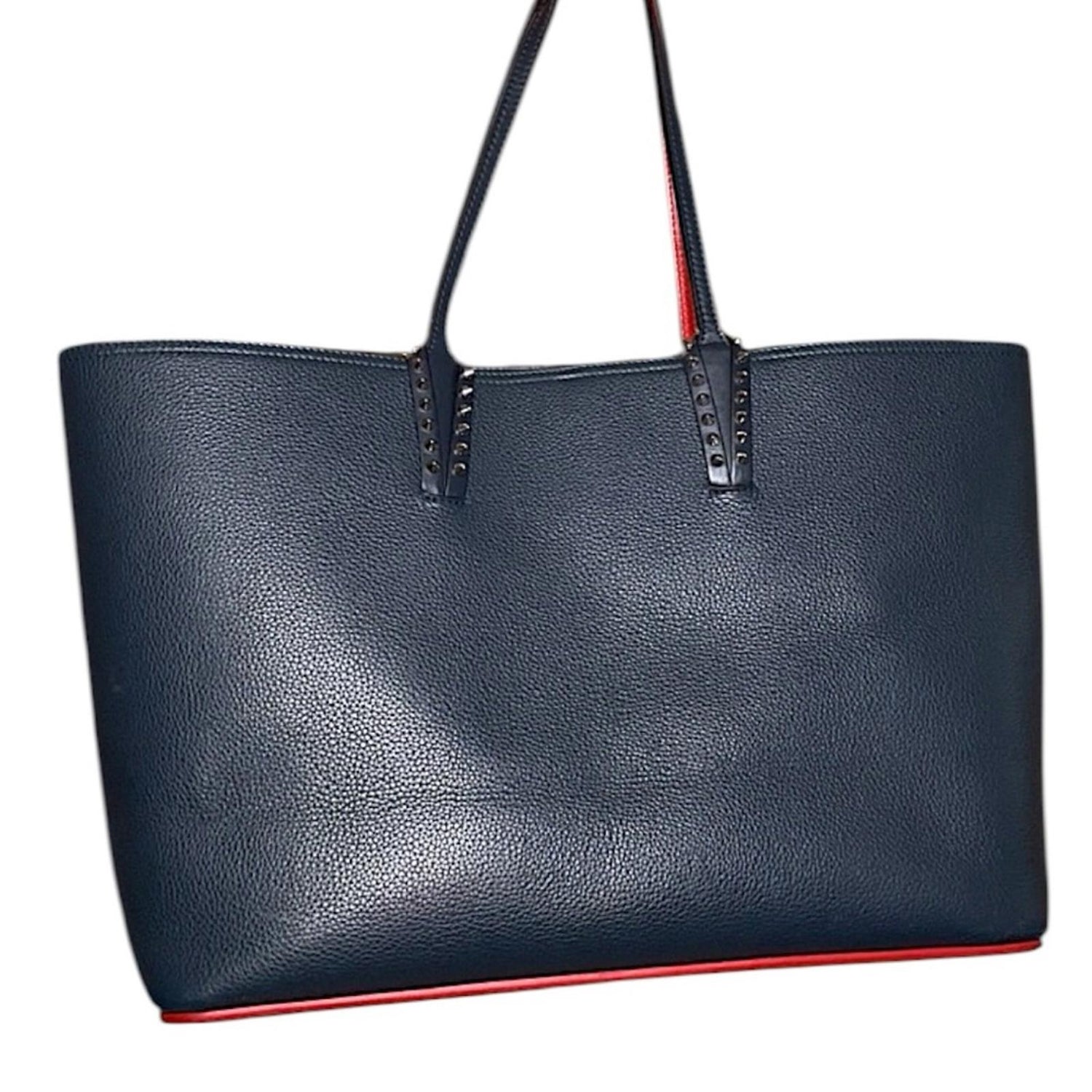 Christian Louboutin Cabata East West Tote Leather Large Navy Blue with Pouch
