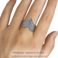 925 Blue 1.0 ctw Diamond Chevron Ring Retail $1299 Size 6