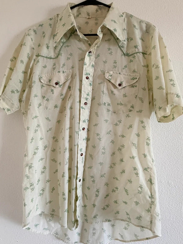Vintage Western Pearl Snap Shirt Size 16 Large Sku1056