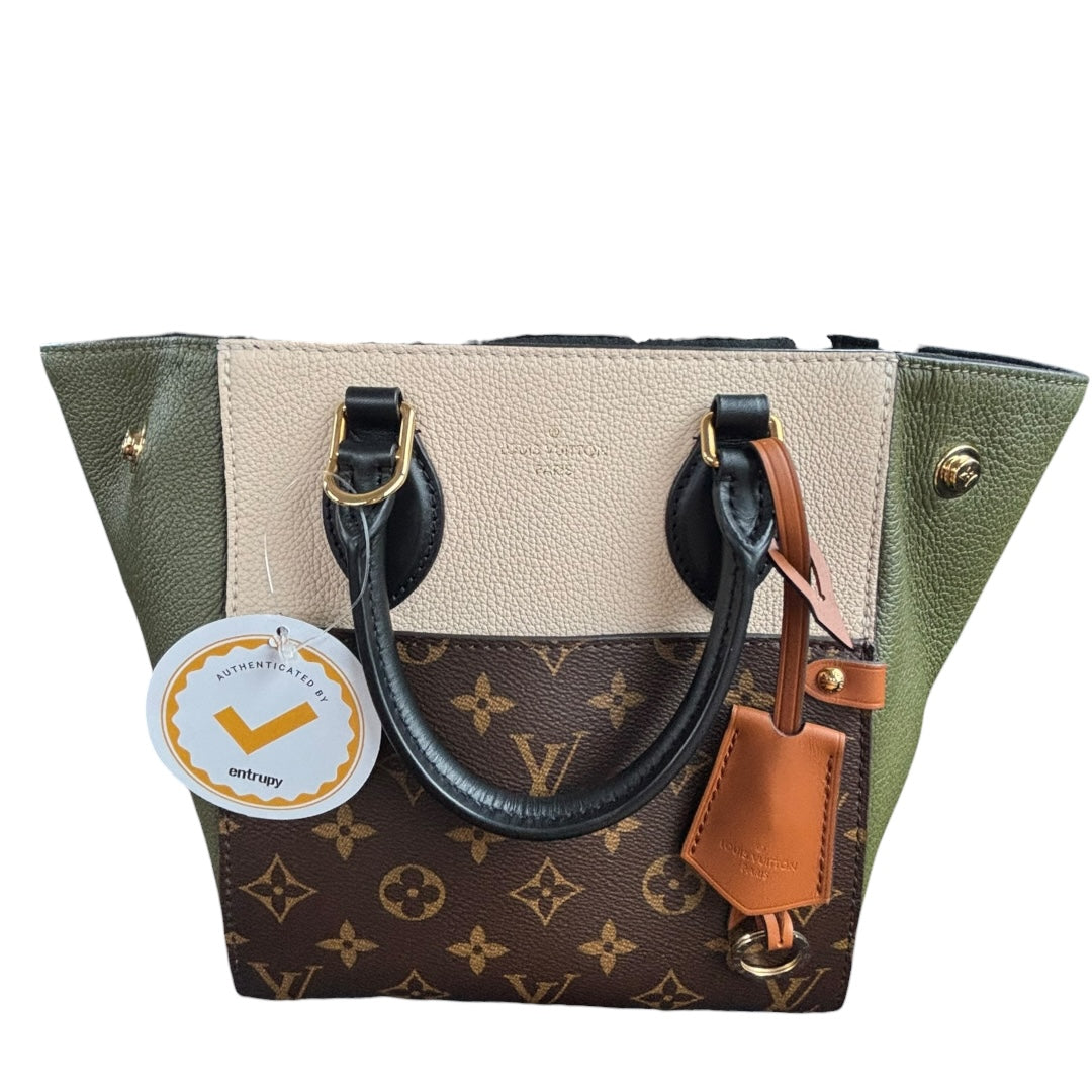 Louis Vuitton Monogram Canvas Fold-Over Satchel Crossbody Khaki Green Leather