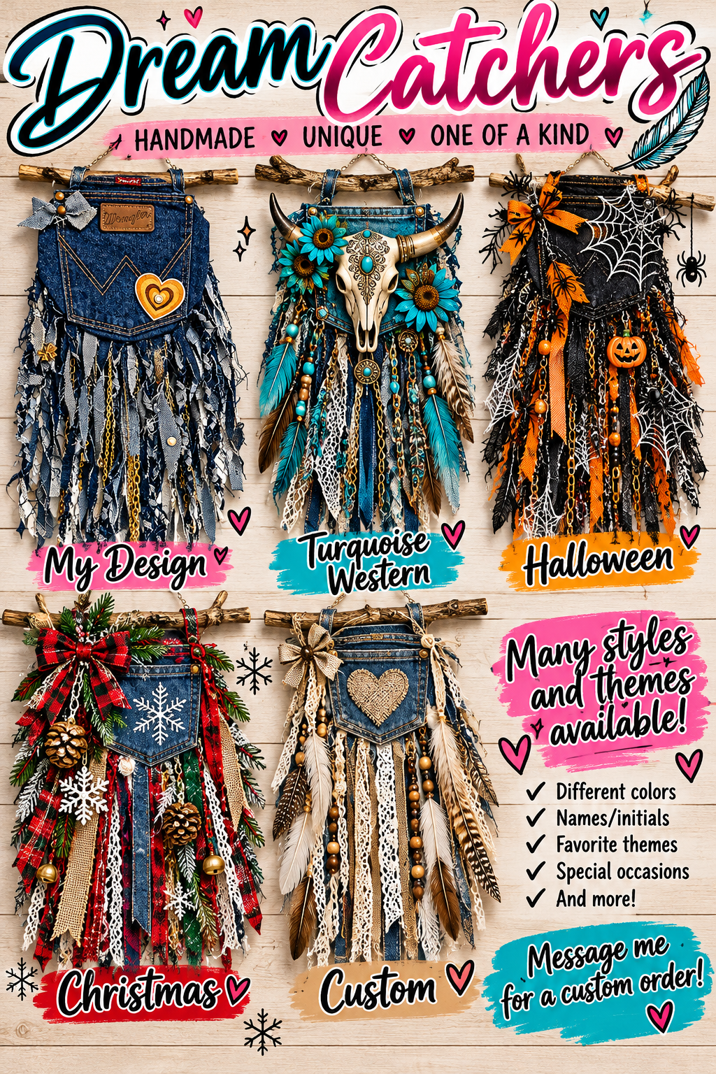 Handmade Denim Dream Catchers | Custom & Themed