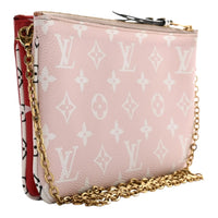 Authentic Louis Vuitton Monogram Giant Double Zip Pochette Red & Pink
