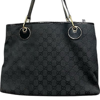 Gucci Black GG Canvas Tote Bag with Patent Trim