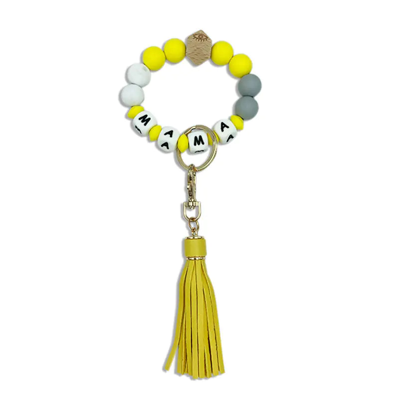 Silicone Beaded Bracelet Keychain Accessory
