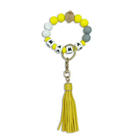 Silicone Beaded Bracelet Keychain Accessory