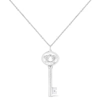 .925 Sterling Silver Diamond Accent Zodiac Key 18" Pendant Necklace (K-L Color, I1-I2 Clarity)