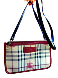 Burberry Canterbury Tote – Haymarket Check with Red Leather Trim