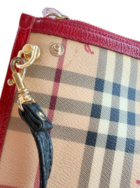 Burberry Canterbury Tote – Haymarket Check with Red Leather Trim