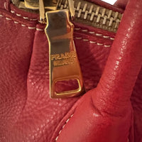 Prada Red Pebbled Leather Satchel Handbag