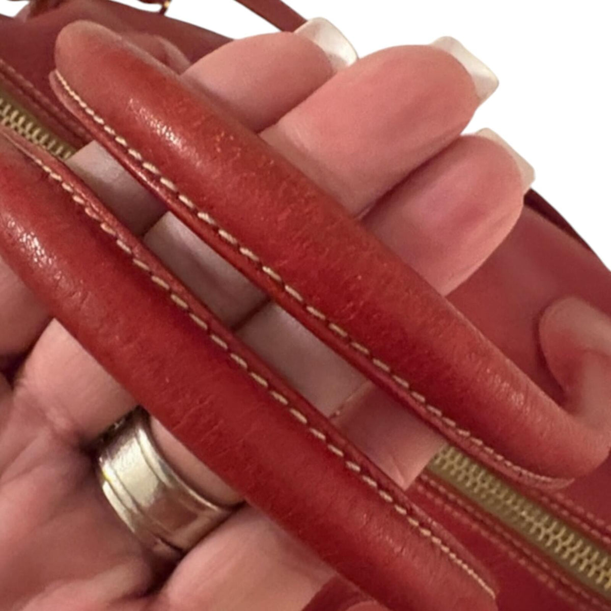 Prada Red Pebbled Leather Satchel Handbag