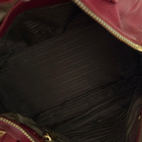 Prada Red Pebbled Leather Satchel Handbag