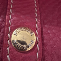 Prada Red Pebbled Leather Satchel Handbag