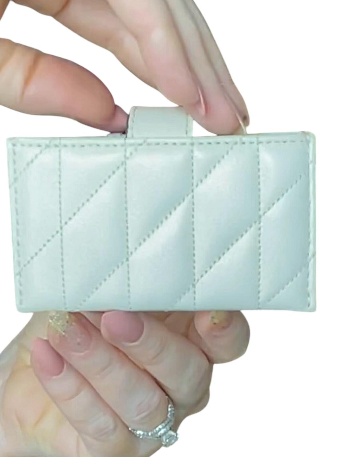 Coach Quilted Leather Accordion Card Holder Wallet in White