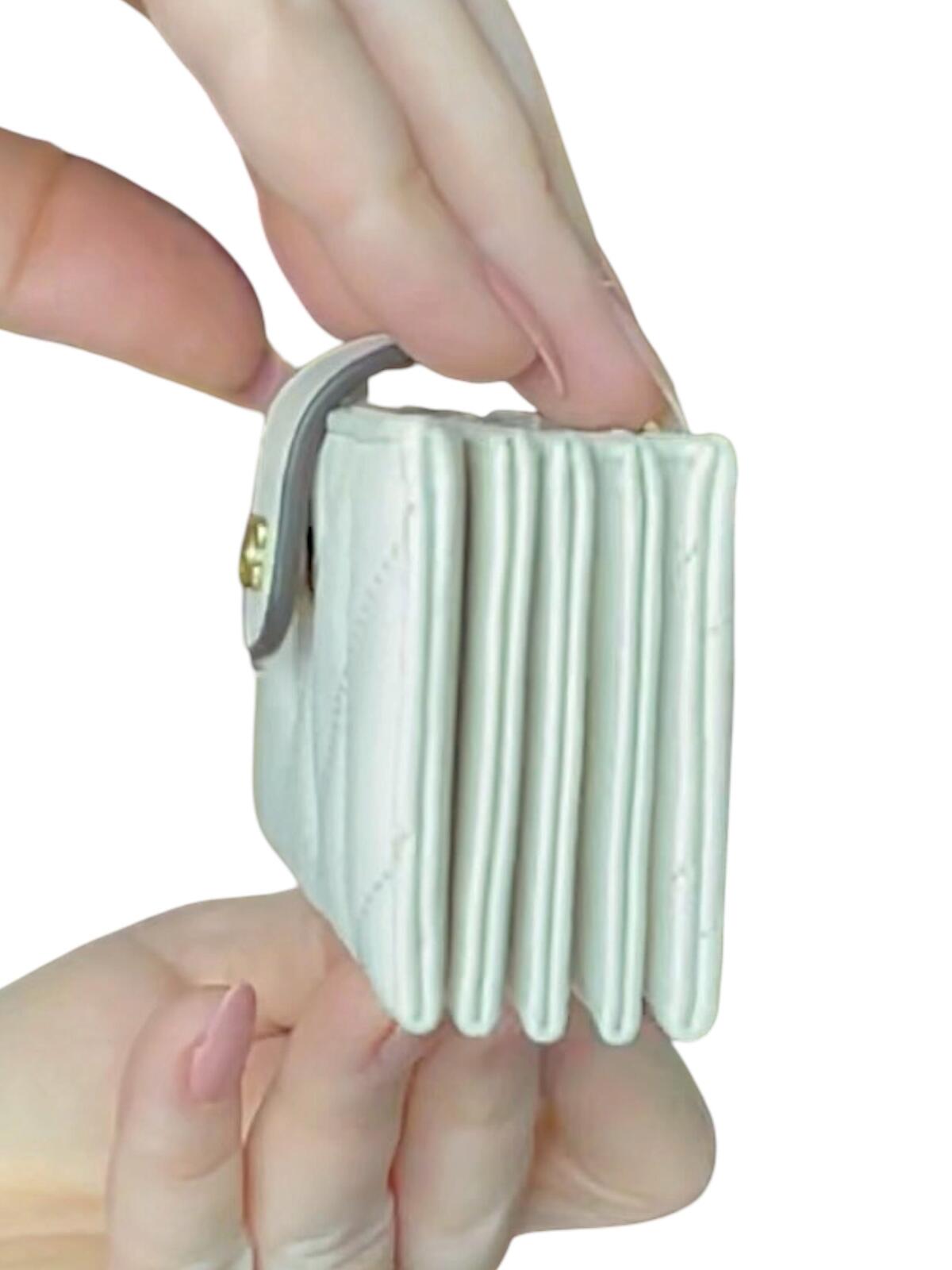 Coach Quilted Leather Accordion Card Holder Wallet in White