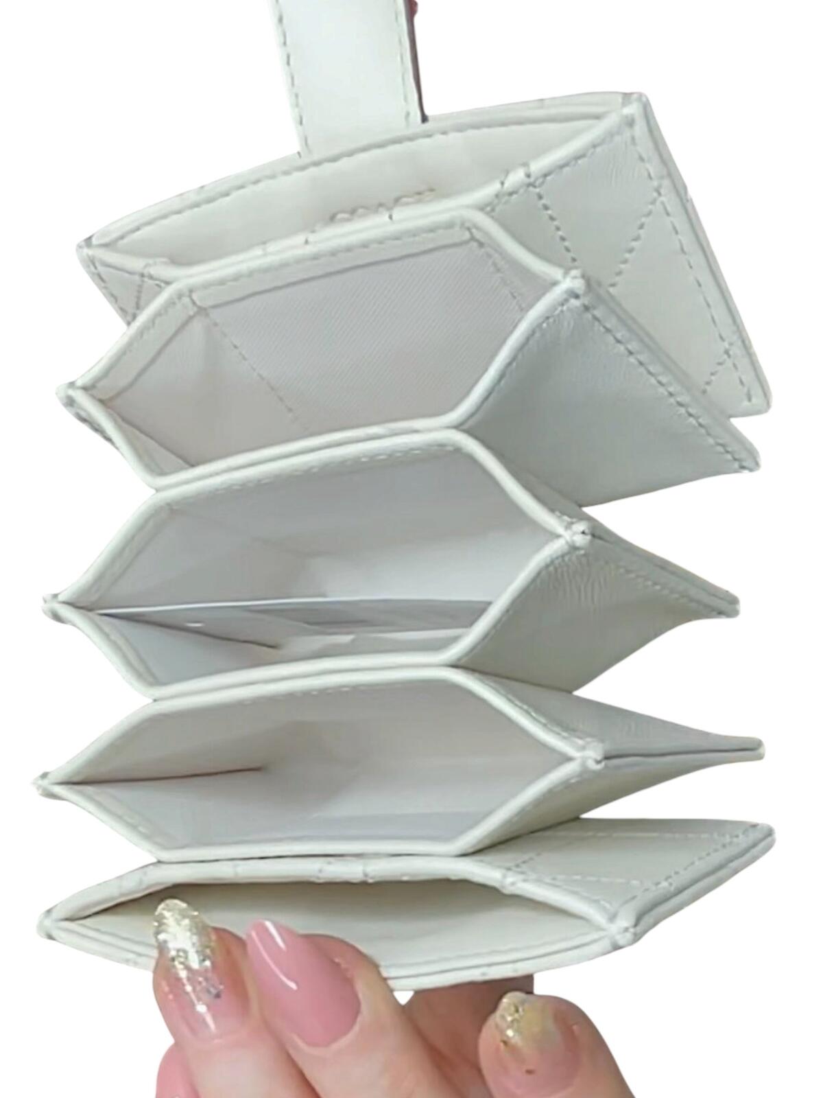 Coach Quilted Leather Accordion Card Holder Wallet in White