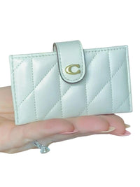 Coach Quilted Leather Accordion Card Holder Wallet in White