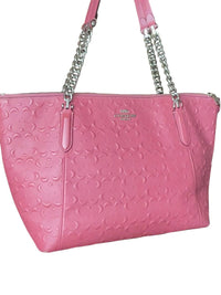 Coach Pink Leather Tote Bag with Chain Handles