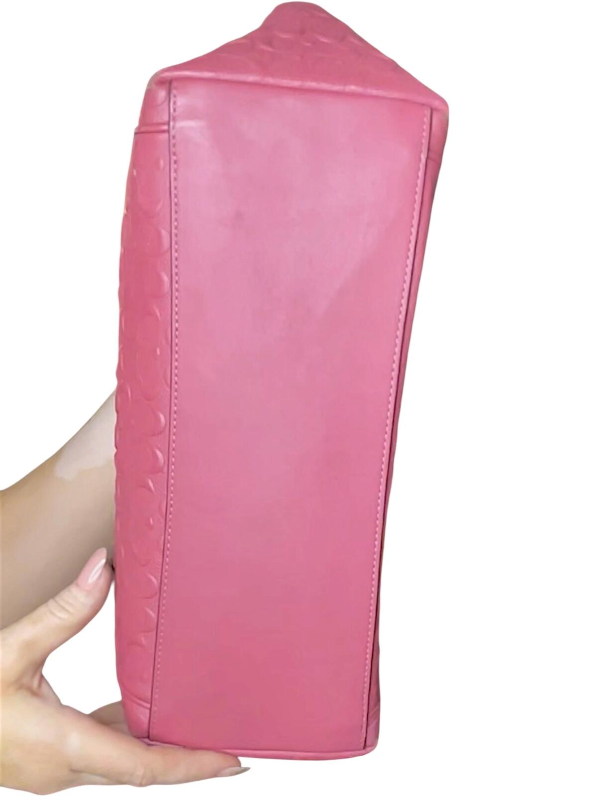 Coach Pink Leather Tote Bag with Chain Handles
